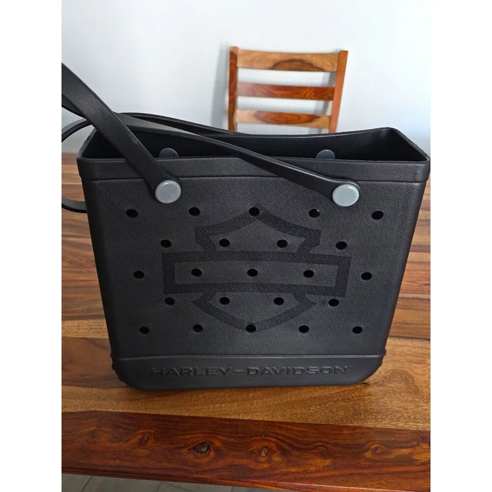 Harley-Davidson Black Perforated Tote Bag with Logo & Shoulder Strap